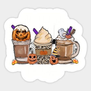 All Jacked up on Caffeine Fall Coffee Latte Halloween Design Sticker